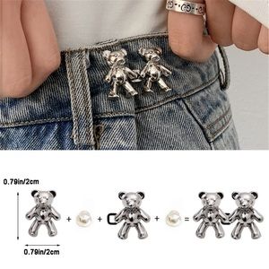 🆕 Silver Bear Jean Waist Tightener Resizing Retracting Device Detachable Buckle